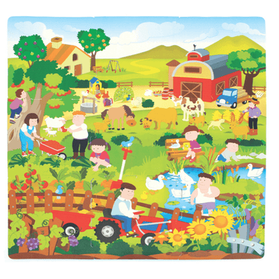 Covor Puzzle din Spuma EVA pentru Copii Ludiro, Set 9 Piese Educationale cu Viata la Ferma - LUDIRO