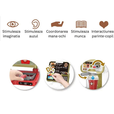 Set de Joaca Fast Food si Aparat de Cafea, Sunete si Lumini Interactive, Elemente Realiste, + 3 Ani, Utility One - LUDIRO