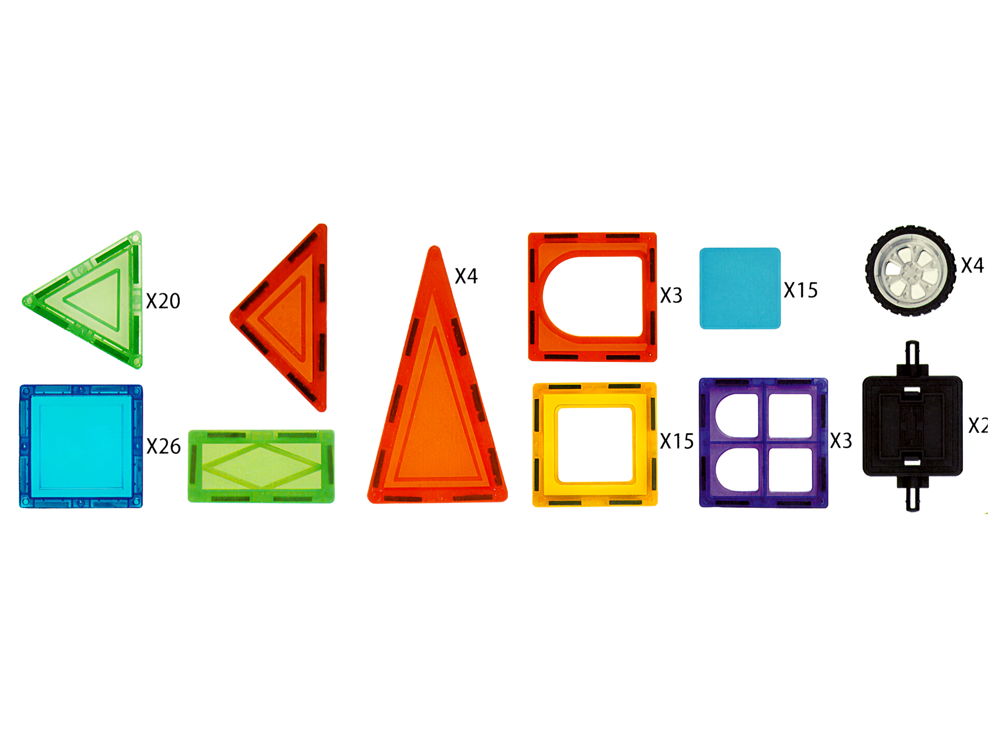 Set de Constructie Inteligent, Blocuri Magnetice STEM si Roti, Educativ si Creativ, 108 Piese, + 3 Ani - LUDIRO