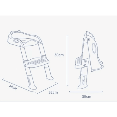 Resigilat - Reductor WC pentru Copii cu Scarita Pliabila Ajustabila, Suport Ergonomic, Material Antiderapant si Design Educativ, Ideal pentru Tranzitia de la Olita la Toaleta, Sprijin pentru Autonomie si Confort, 50x42x32 Cm, Utility One - UTILITY ONE