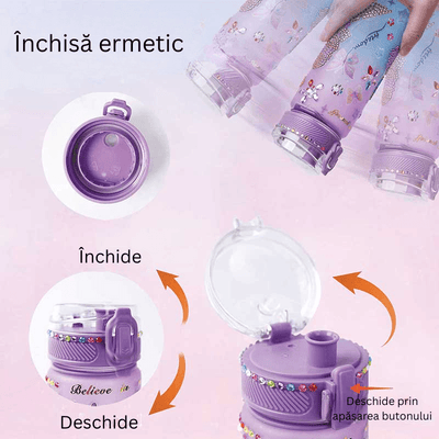 Sticla Apa Copii Ludiro 600 Ml de Decorat cu Diamante si Stickere, Creativitate Zilnica - LUDIRO