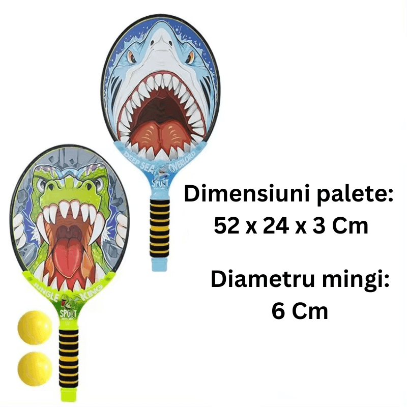 Set Palete Distractive pentru Copii Ludiro, Design Rechin vs Dinozaur, 2 Mingi Incluse - LUDIRO