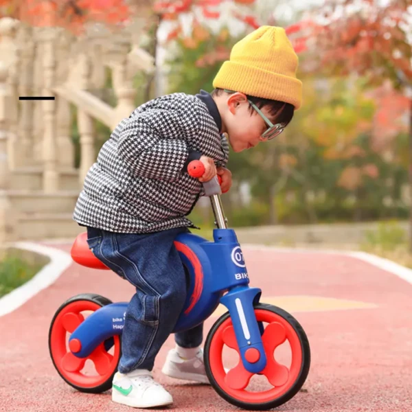 Resigilat - Bicicleta de Echilibru pentru Copii LUDIRO, 2-5 Ani, Cadru Usor, Roti din Cauciuc, Maner Antialunecare, Sa Ergonomica, 70x53 Cm, Albastru Rosu - LUDIRO