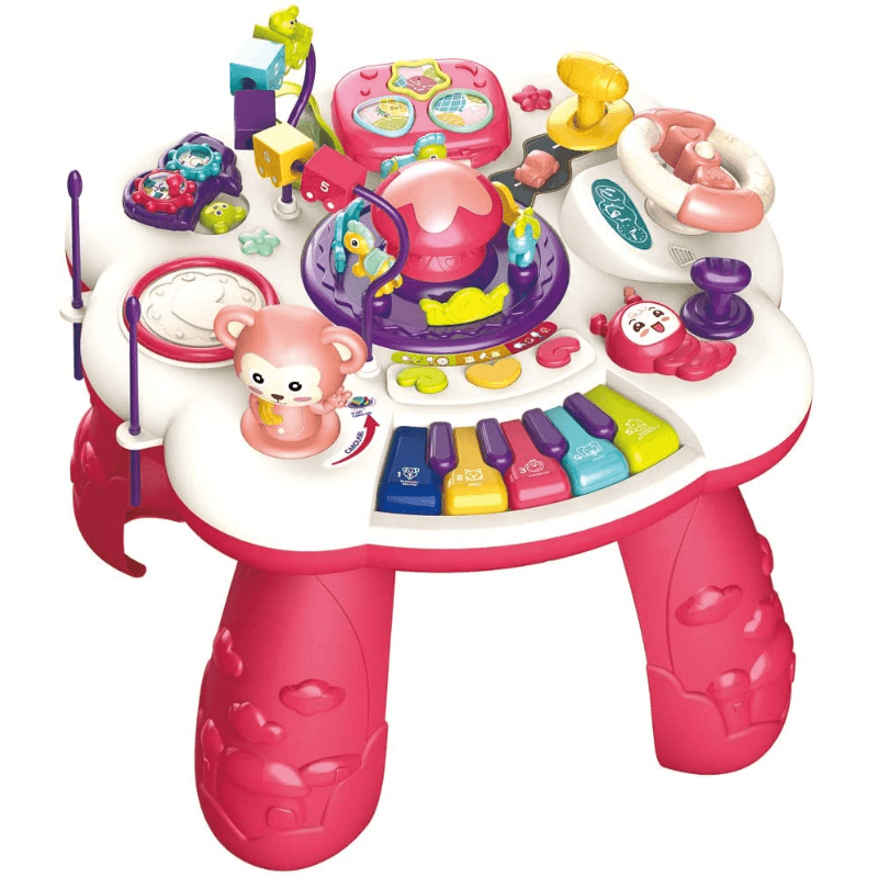 Masuta Educativa Interactiva 10 in 1 LUDIRO, Activitati Muzicale, Pian si Toba, Rosu - LUDIRO