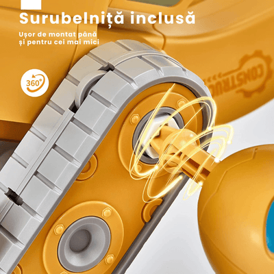 Dinozaur Transformabil 5 in 1 cu Vehicule de Constructii STEM, Sunete si Lumini - LUDIRO
