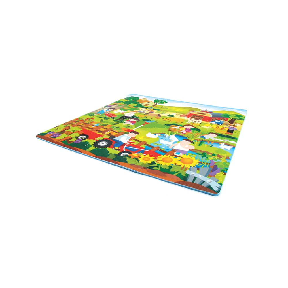 Covor Puzzle din Spuma EVA pentru Copii Ludiro, Set 9 Piese Educationale cu Viata la Ferma - LUDIRO