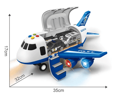 Set Avion Multifunctional, 3 Masinute Metalice, Lumini si Sunete Interactive, Functie Vapori, Semne de Circulatie, Alb Albastru, 35x32x17 Cm, + 3 Ani - LUDIRO