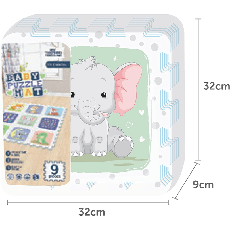 Resigilat - Covor Puzzle din Spuma EVA pentru Copii Ludiro, Set 9 Piese Educationale cu Animale, Litere si Cifre, Sigur, Non-Toxic, Suprafata Totala 89x89 Cm, Asamblare 3D, Joaca si Invatare - LUDIRO