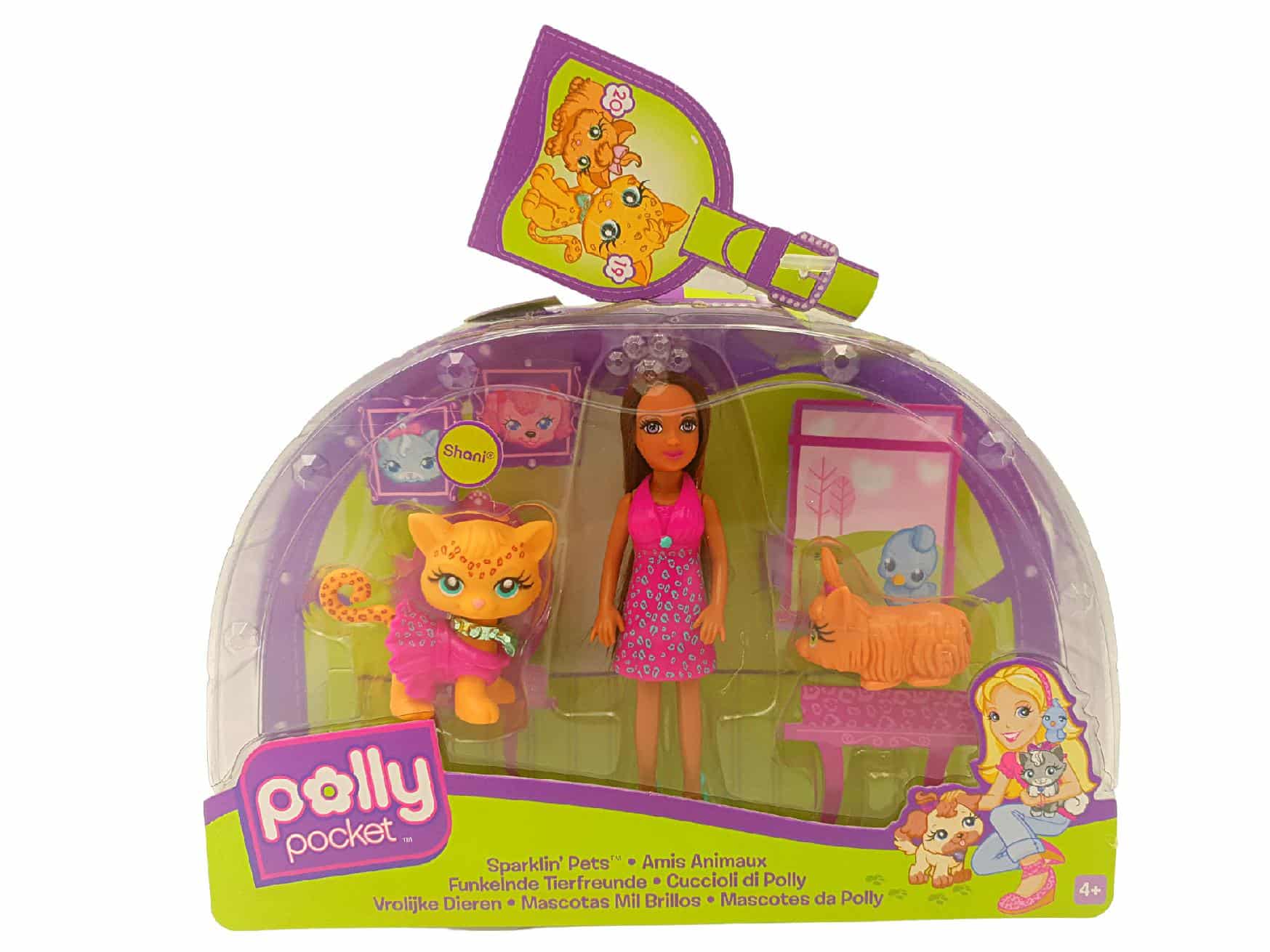 Set Polly Pocket Papusa si 2 Animalute, Colectia Sparklin` Pets, Shani, + 4 ani - LUDIRO