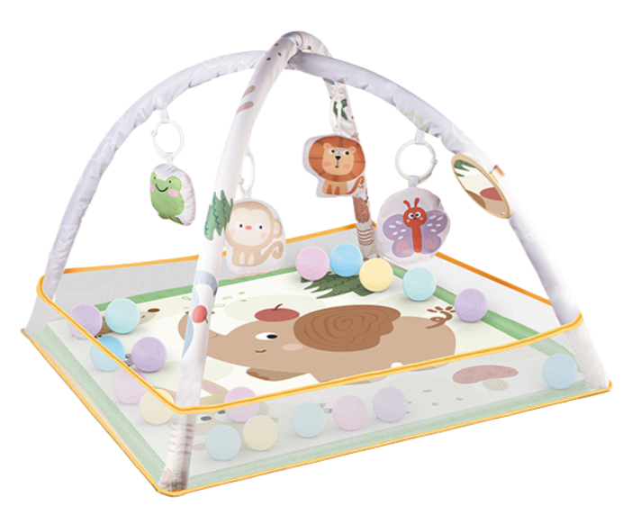 Resigilat - Centru de Activitati pentru Bebelusi cu Tematica Elefant, Saltea de Joaca Multifunctionala, 75x75x52 Cm, Cu Jucarii Educationale Detasabile, Functie de Sunet, Oglinda, Ideal pentru Dezvoltarea Abilitatilor Sensoriale si Motorii, + 0 Luni, Util