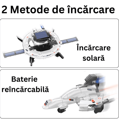 Kit Construcție Robot Solar 6 în 1, Jucărie STEM Spațială, Set Educativ cu Alimentare Solară și Baterii, Copii 8-12 Ani - LUDIRO