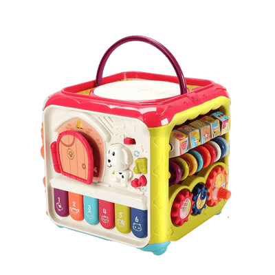 Resigilat - Jucarie Interactiva pentru Bebelusi, Cub Activitati 6 in 1, Muzica si Lumini, Multifunctional, 20x20x20 cm, + 3 Luni - LUDIRO
