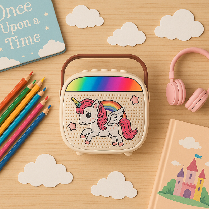Resigilat - Set Karaoke Copii Unicorn Ludiro cu Microfon Wireless, Bluetooth si Schimbare Voce, + 3 Ani - LUDIRO