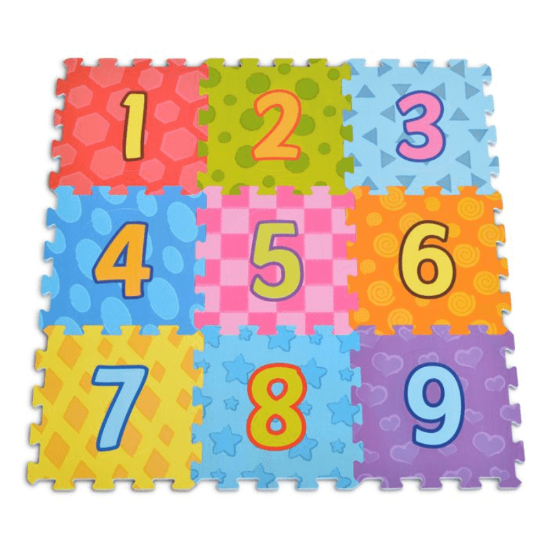 Covor Puzzle LUDIRO cu cifre 1-9, 9 piese EVA, grosime 10 mm, Suprafata Totala 89x89 Cm, Joaca Educativa si Sigura pentru Copii 10 Luni+ - LUDIRO