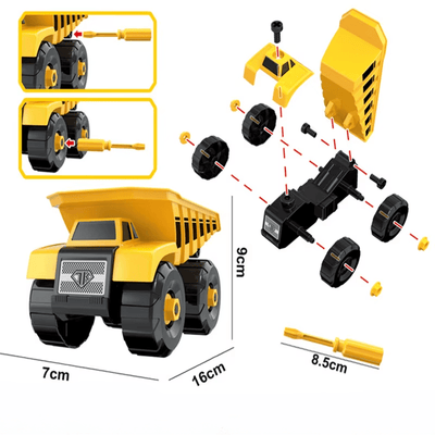 Utilaje Constructii pentru Copii 6 in 1 Ludiro, 104 Piese DIY cu Surubelnita - LUDIRO