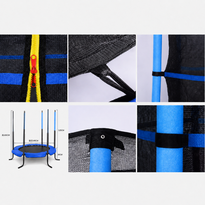 Trambulina pentru Copii LUDIRO, Diametru 140 Cm, Inaltime 160 Cm, Cu Plasa de Siguranta, Suporta 200 kg, Interior sau Exterior, Pentru Dezvoltarea Echilibrului, Albastra, + 3 Ani - LUDIRO