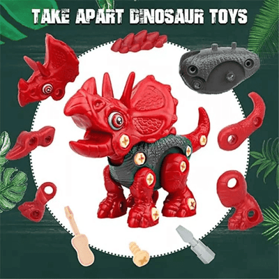 Set 2 Jucarii Interactive STEM DIY, Dinozauri de Construit, Triceratops si Velociraptor, Rosu Verde, + 3 Ani - LUDIRO