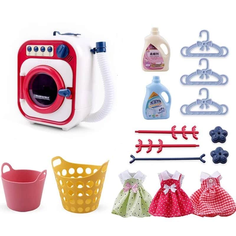 Set de Joaca, Masina de Spalat cu Accesorii, Sistem de Scurgere, Sunete si Lumini Interactive, 21x21x11 Cm, + 3 Ani - LUDIRO