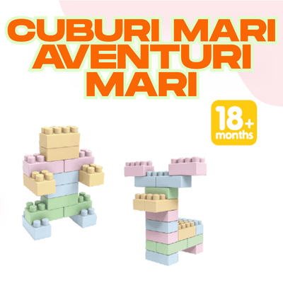 Set 48 Cuburi XXL de Constructie Ludiro, Plastic ABS Non-toxic, Dezvoltare Creativa si Motrica pentru Copii, 18 luni+ - LUDIRO