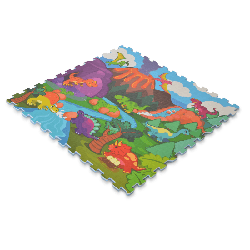 Covor Puzzle din Spuma EVA pentru Copii Ludiro, Set 9 Piese Educationale cu Lumea Dinozaurilor - LUDIRO