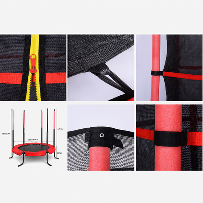 Trambulina pentru Copii LUDIRO, Diametru 140 Cm, Inaltime 160 Cm, Cu Plasa de Siguranta, Suporta 200 kg, Interior sau Exterior, Pentru Dezvoltarea Echilibrului, Rosie, + 3 Ani - LUDIRO