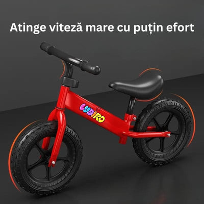 Bicicleta de Echilibru fara Pedale LUDIRO pentru Copii intre 2-5 Ani, Reglabila pe Inaltime, Rotire Ghidon 360 Grade, Roti din Polimer Antisoc Diametru 30 Cm, Cadru Metalic, Negru - LUDIRO