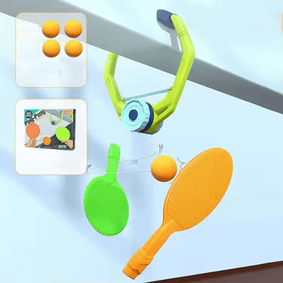 Set de Joaca Ping Pong cu Prindere pe Tocul Usii cu Palete,Bile si Sistem Automat de Retur al Mingii - LUDIRO