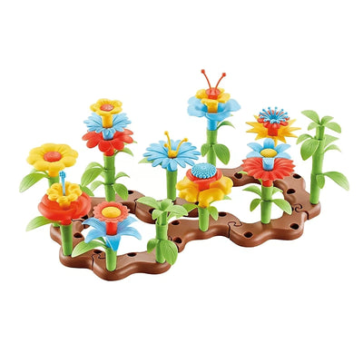Set de Construit Educativ pentru Copii, Gradina cu Flori Colorate, 56 piese, +3 ani - LUDIRO