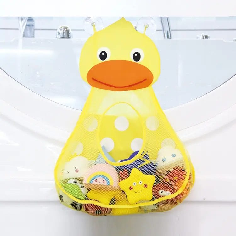 Resigilat - Sac pentru Jucarii de Baie sau Plaja, Ratusca, Sistem Prindere cu Ventuze, Material Textil, 40x32 Cm - LUDIRO