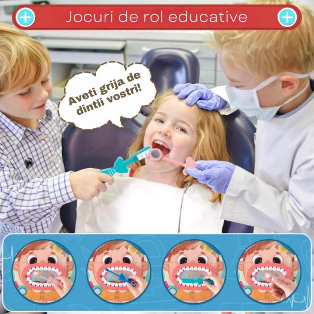 Set Doctor Dentist cu Placa de Suport Magnetică, Albastru, 30 Piese, 3+ Ani - LUDIRO