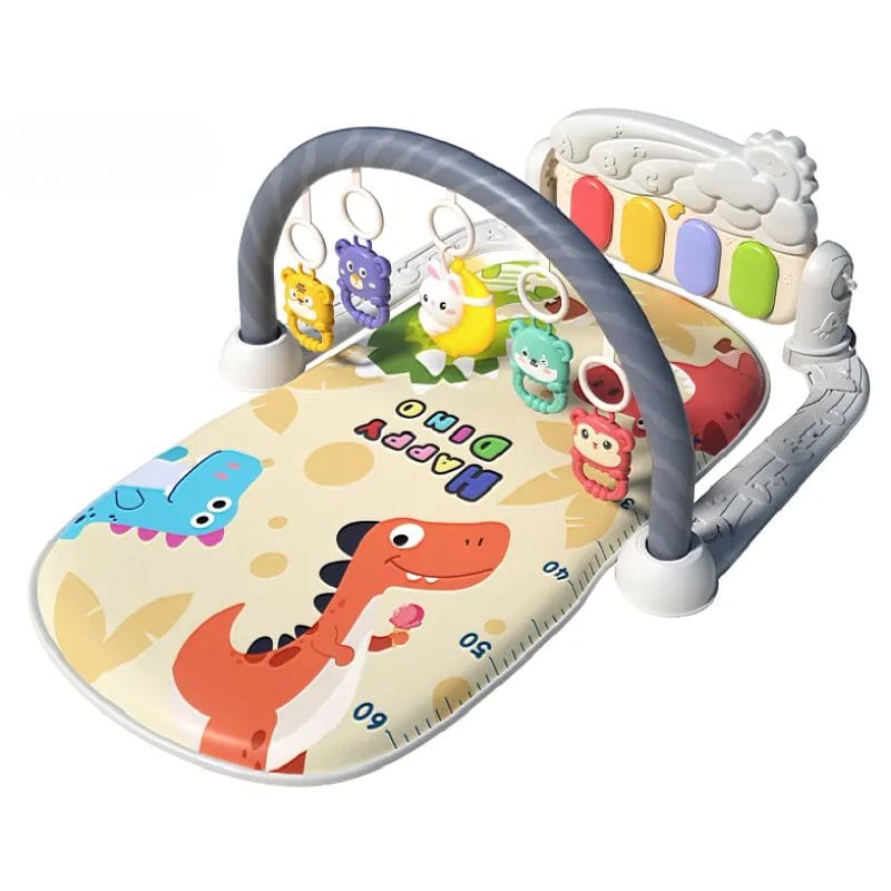 Centru de Activitati pentru Bebelusi cu Dinozauri Simpatici, 75x56x43 Cm, Covoras Interactiv 5 in 1 cu Pian, Jucarii Detasabile, Sunete Muzicale, Lumina Delicata si Design Educational, + 0 Luni - LUDIRO