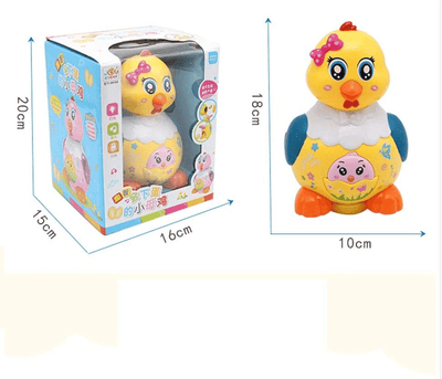 Jucarie Interactiva, Gaina care Face Oua, Sunete si Lumini, 3 Oua Incluse, Galben, 18x10 Cm, + 3 Ani - LUDIRO
