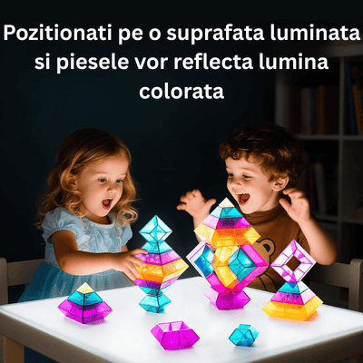 Set 30 Piese Colorate de Stivuit pentru Copii, Jucarie Educationala STEM, Usor de Apucat - LUDIRO