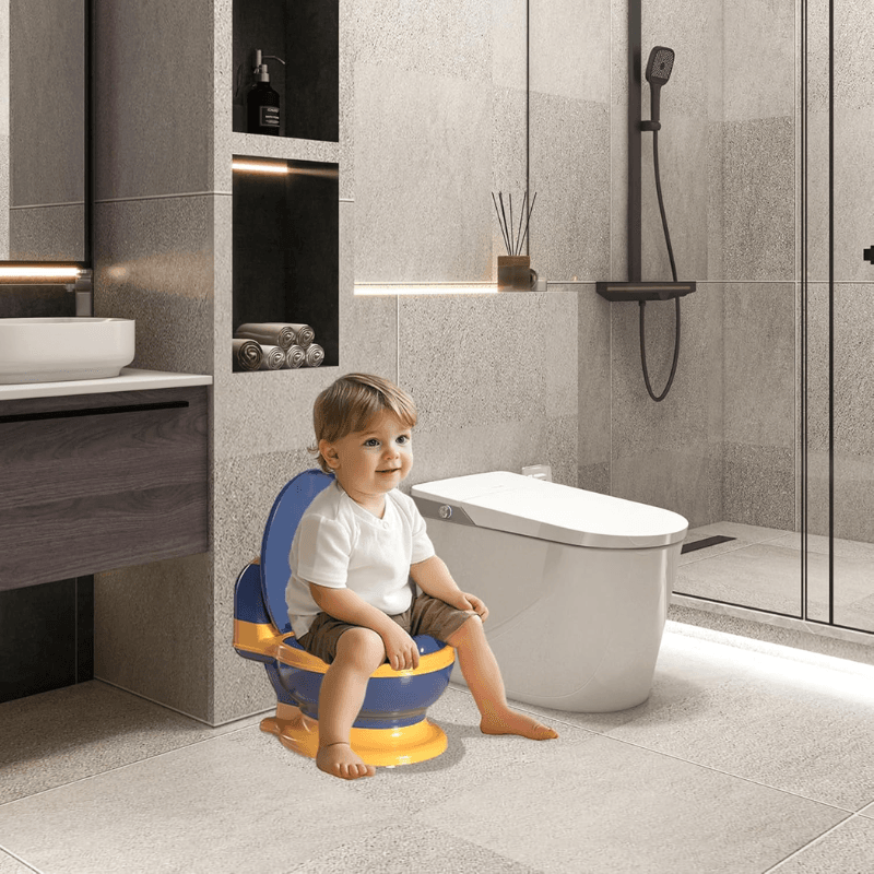 Olita pentru Copii Ergonomica cu Functie Educativa Ludiro, Design Realist, Ideala pentru Tranzitia la Toaleta, Albastru Portocaliu + 3 Ani - LUDIRO