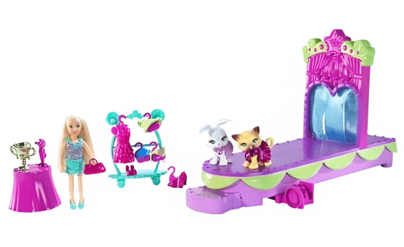 Set de Joaca Polly Pocket, Podiumul Pentru Animale, Multiple Accesorii, 27x20x9 cm, +4 ani - LUDIRO
