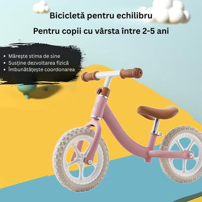 Bicicleta de Echilibru fara Pedale LUDIRO pentru Copii intre 2-5 Ani, Cu Sa si Ghidon Reglabile pe Inaltime, Roti din Polimer EVA Antisoc, Cadru Metalic, Roz - LUDIRO