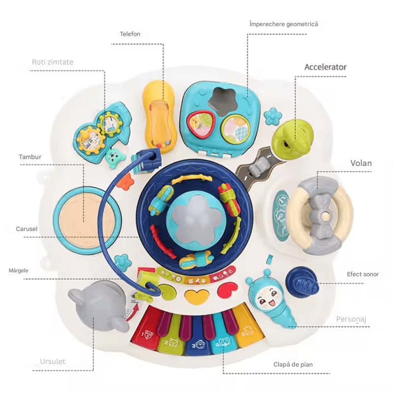 Masuta Educativa Interactiva 10 in 1 LUDIRO, Activitati Muzicale, Pian si Toba, Rosu - LUDIRO