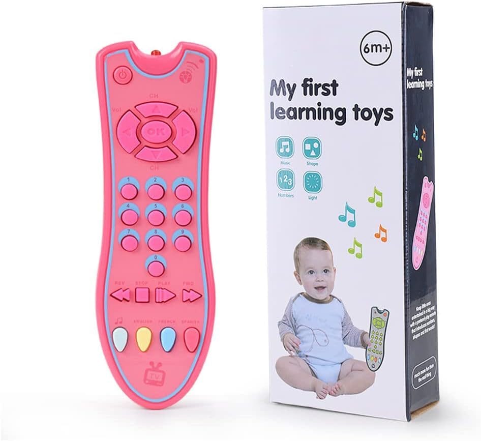 Resigilat - Jucarie Interactiva Telecomanda cu Sunete si Lumini, Invatarea Formelor si a Cifrelor, Roz, + 6 Luni, 18x5x3 Cm - LUDIRO