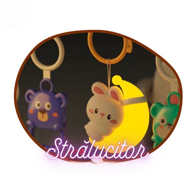 Resigilat - Centru de Activitati pentru Bebelusi cu Animale Simpatice, 75x56x43 Cm, Covoras Interactiv 5 in 1 cu Pian, Jucarii Detasabile, Sunete Muzicale, Lumina Delicata si Design Educational, Stimulare Cognitiva, + 0 Luni, Utility One - LUDIRO