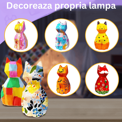 Lampa de Pictat in Forma de Pisica, Kit Creativ Complet pentru Copii, Activitate Educativa - LUDIRO
