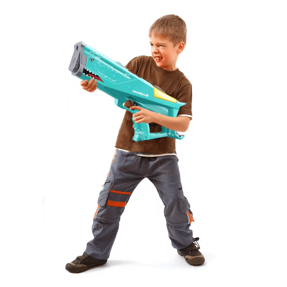 Resigilat - Pistol cu Apa Electric, Distanta Tragere 12m, Rezervor 550ml, Acumulator cu Incarcare USB, Albastru, 45.3x28x17.3 Cm, + 3 Ani - LUDIRO