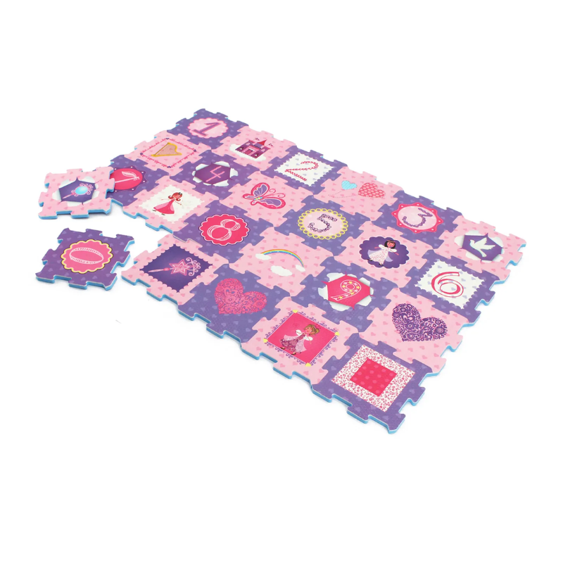Resigilat - Covor Puzzle LUDIRO, 24 Piese, Spuma EVA, Protectie, Versatilitate si Siguranta pentru Orice Spatiu, Design Poveste cu Zane
