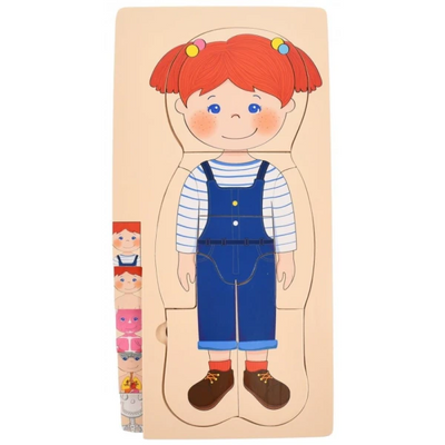 Puzzle Corpul Uman – Fetița, 5 Straturi, 28 Piese din Lemn, 3+ Ani - LUDIRO
