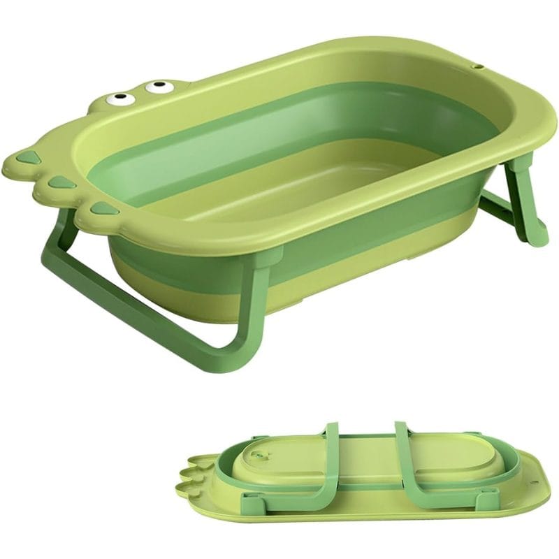 Cadita Pliabila pentru Copii, Design Dinozaur, Sigura si cu Dimenisuni Generoase, 80x49 Cm, Material Ecologic, Sistem Anti Alunecare, Usor de depozitat, Ideala pentru Baie - LUDIRO