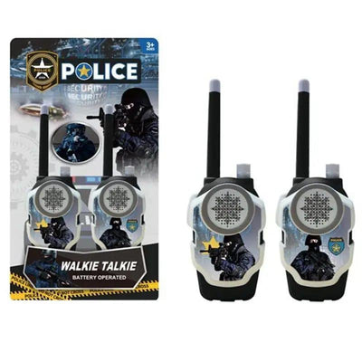 Set 2 Walkie Talkie pentru Copii, Model Politie, 20x7x3.8 Cm, Negru Gri, + 3 Ani - LUDIRO