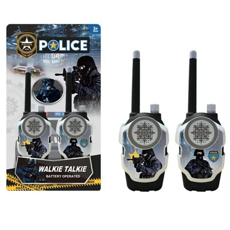 Set 2 Walkie Talkie pentru Copii, Model Politie, 20x7x3.8 Cm, Negru Gri, + 3 Ani - LUDIRO