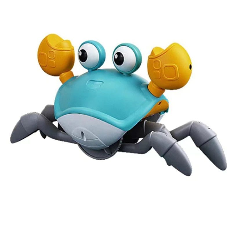 Resigilat - Jucarie Interactiva Bebelusi, Crab Care se Taraste, Muzica, Senzor de Obstacole, Stimuleaza Miscarea, Acumulator cu Incarcare USB, Albastru, 23x14x11 Cm, + 9 Luni - LUDIRO