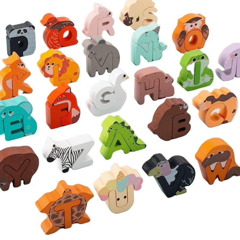 Set Alfabet Creativ din Lemn Ludiro, Litere cu Animale Montessori, Educatie prin Joaca, + 3 Ani - LUDIRO