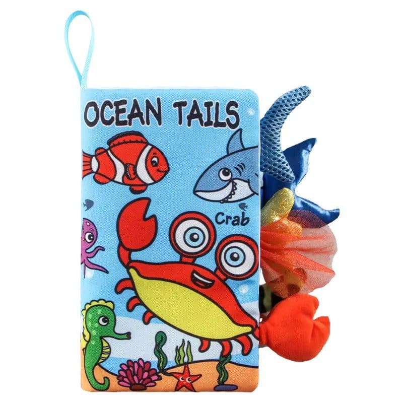 Set 4 Carti Senzoriale Bebelusi, Stimuleaza Simturile, Codite, 22x12 Cm, Material Textil, + 0 Luni - LUDIRO