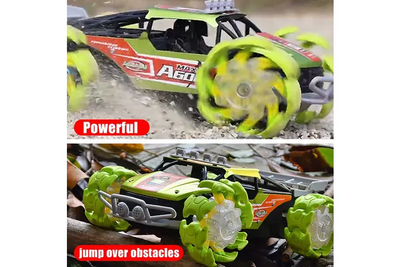 Masinuta de Teren de Mare Viteza cu Telecomanda, Metal, 1:12, RC 2.4 Ghz, 4x4, Lumini, Muzica, Acumulator, Incarcare USB, Autonomie 40 Minute, 29x19.3x10.5 cm, Verde, + 6 Ani - LUDIRO